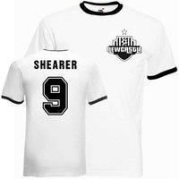 Newcastle United FC Men's Mens Alan Shearer Newcastle Ringer Tee in White | Size: Medium