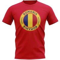 Romania Men's Mens Football Badge T-Shirt Red | Size: XL