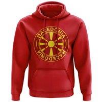 Macedonia Men's Mens Football Badge Hoodie in Red | Size: 2XL