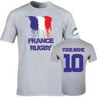 France Men's Mens Country Rugby T-Shirt Your Name in Grey | Size: XL