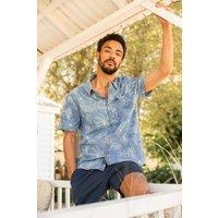 Weird Fish Men's Russell Printed Chambray Short Sleeve Shirt in Blue | Size: 5XL