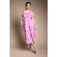 Wallis Women's Floral Ruffle Tie Front Maxi Dress in Pink | Size: 14