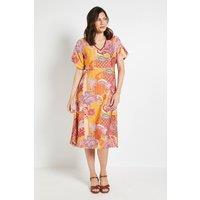 Wallis Women's Summer Paisley Midi Dress in Mustard | Size: 16