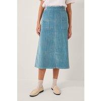 Monsoon Women's Malika Corduroy Midi Skirt Blue in Pale Blue | Size: 14