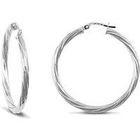 Jewelco London Women's Sterling Silver Twist Hoop Earrings 3mm 35mm