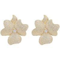 Latelita Women's Flower Large Stud Earrings Gold in White