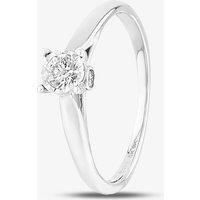 T.H.Baker Women's 9ct White Gold 0.25ct Diamond Bridge Accent Solitaire Ring in Silver | Size: Q
