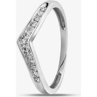 T.H.Baker Women's 9ct White Gold 0.12ct Diamond Wishbone Half Eternity Ring in Silver | Size: N
