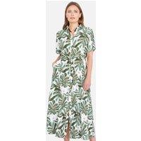 Yumi Women's Viscose Relaxed Boho Print Maxi Shirt Dress in Green | Size: 12