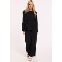 Liquorish Women's Black Pleated Co-Ord Top & Trousers
