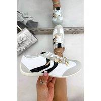 Love Lemonade Women's Sparkly Charm Horizon Trainers in White | Size: 5