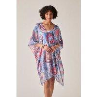 James Lakeland Women's Blue Mandala Print Kaftan