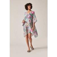 James Lakeland Women's Turquoise Mandala Print Kaftan