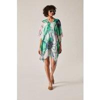 James Lakeland Women's Green Floral Sketch Kaftan