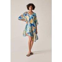 James Lakeland Women's Blue Abstract Floral Kaftan