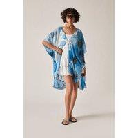 James Lakeland Women's Blue Watercolour Floral Kaftan