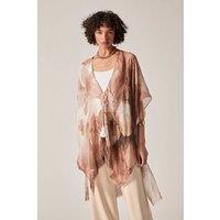James Lakeland Women's Beige Watercolour Floral Kaftan