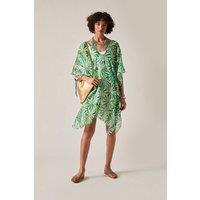 James Lakeland Women's Green Retro Floral Kaftan