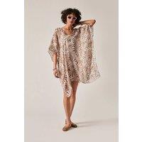 James Lakeland Women's Beige Retro Floral Kaftan
