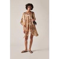 James Lakeland Women's Beige Heart Print Kaftan