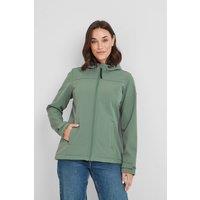 TOG24 Women's 'Keld' Shower Resistant Hooded Softshell Jacket in Light Green | Size: 16