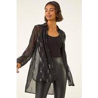 Roman Women's Spot Foil Print Longline Shirt in Black | Size: 10