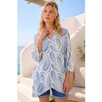 Roman Women's Leaf Print Wrap Hem Tunic Top | Size: 10