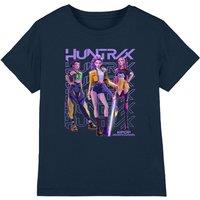 Netflix Kpop Demon Hunters Huntrix Huntrx Golden Trio Pose Kids T-Shirt, Navy | Size: 7-8 Years