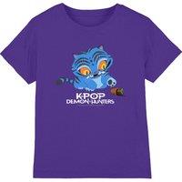 Netflix Kpop Demon Hunters Cute Derpy Tiger Cartoon Kids T-Shirt, Purple | Size: 5-6 Years