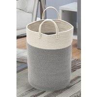 Living and Home 63L Woven Cotton Thread Laundry Clothes Hamper Basket Baby Kids Toys Storage with Handlers 50cm H in Grey