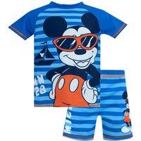 Disney Boy's Mickey Mouse Stripe Two Piece Swim Set in Blue | Size: 4-5 Years