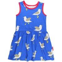 Toby Tiger Girl's Seagull Harbour Print Summer Dress in Blue | Size: 3-4 Years