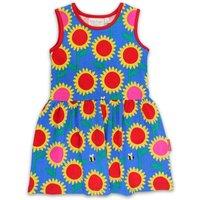 Toby Tiger Girl's Sunflower Bee Print Summer Dress in Blue | Size: 3-4 Years