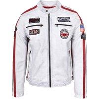 House of Leather Men's Mens Real Leather Biker Jacket Motorsport Racing Style Bobby in Off-White | Size: Medium