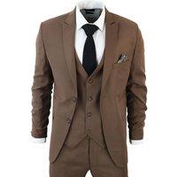 Infinity Leather Men's IM1 Classic Plain 3 Piece Suit in Brown | Size: 52R