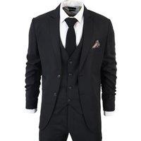 TruClothing Men's IM1 Classic Plain 3 Piece Suit in Black | Size: 46R