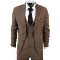 TruClothing Men's IM1 Classic Plain 3 Piece Suit in Brown | Size: 48R