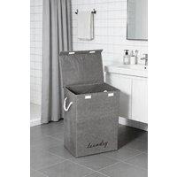 ExtraStar Foldable Laundry Hamper with Lid Rope Handle Storage Basket in Grey