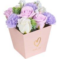 Living and Home Rose & Carnation Soap Flower Bouquet Gift Box Tabletop Decor