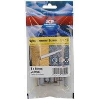 JCP CONSTRUCTION PRODUCTS Nylon Hammer Screws ZYP - 8 x 100mm - Box of 50 in Silver