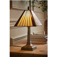 ValueLights Tiffany Traditional Stained Glass Lamp Shade Antique Brass Table Lamp in Amber