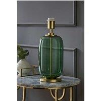 ValueLights Leigh Glass with Gold Trim Table Lamp Base in Bottle Green