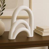Orsina Contemporary White Sculpture, Artistic Sculpture With Loops, Versatile Sculpture With Abstract Aesthetics
