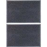 Nicola Spring Heavy Duty Rubber Door Mats - 60 x 40cm - Set of 2 in Black | Size: 40 cm x 60 cm