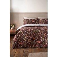 Catherine Lansfield 'Enchanted Twilight Animals' Reversible Duvet Cover Set in Chocolate | Size: Double