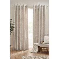Catherine Lansfield 'Brooke Floral' Lined Eyelet Curtains in Natural | Size: 117 cm width x 183 cm drop