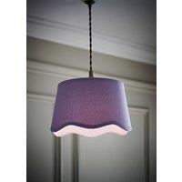 ValueLights Mabel Linen Small 20cm Scallop Edge with Trim Lamp Shade with Bulb in Lilac