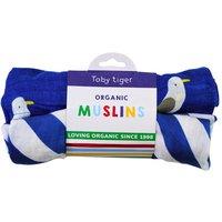 Toby Tiger Seagull Harbour Print 2 Pack Muslins in Blue