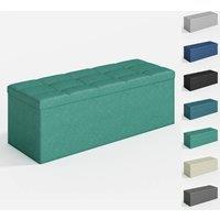 MCC Direct 110cm Large Rectangular Ottoman Foldable Storage Bench Upholstered in Green