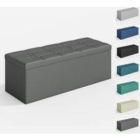 MCC Direct 110cm Large Rectangular Ottoman Foldable Storage Bench Upholstered in Dark Grey